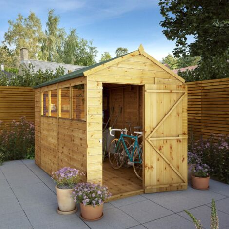 10 x 6 Feet Shiplap Apex Shed - Timber - L296.6 x W190.5 x H222.2 cm - Brown