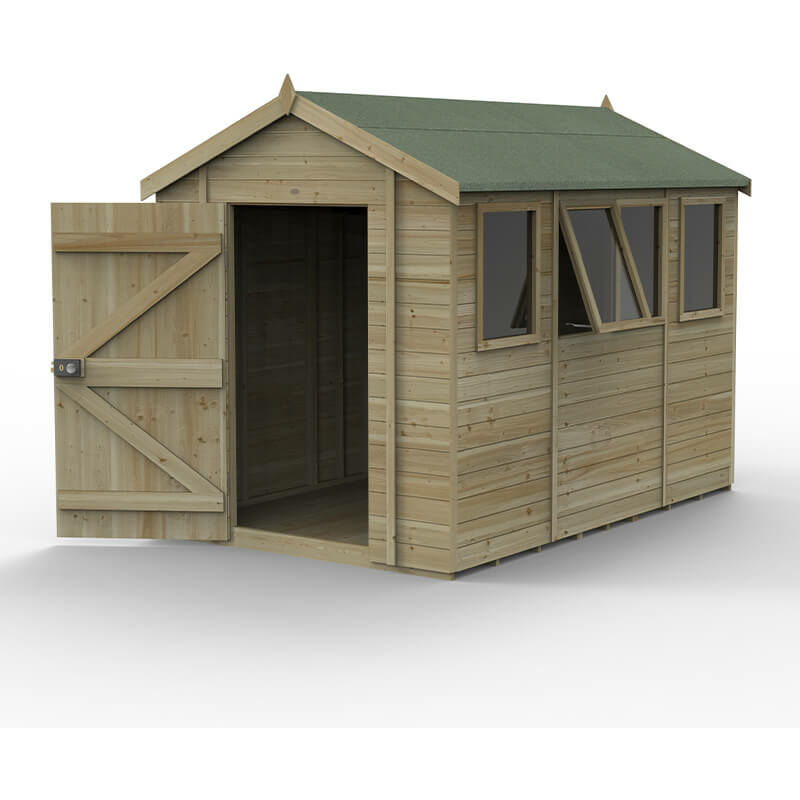 10' x 6' Forest Timberdale 25yr Guarantee Tongue & Groove Pressure Treated Apex Shed – 4 Windows (3.06m x 1.98m)