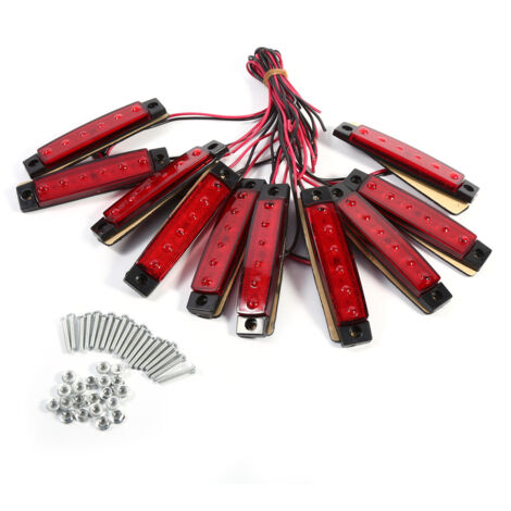 10 x 6 LED Indicateur Latéral Marqueur Feu de gabarit pour Camion Fourgon Caravane Camion Rouge