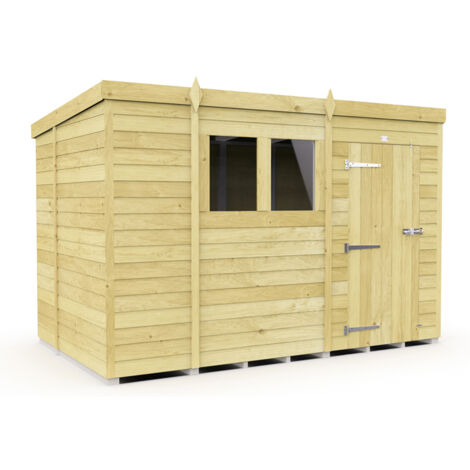 10 x 7 Feet Pent Shed - Single Door With Windows - Wood - L214 x W302 x H201 cm