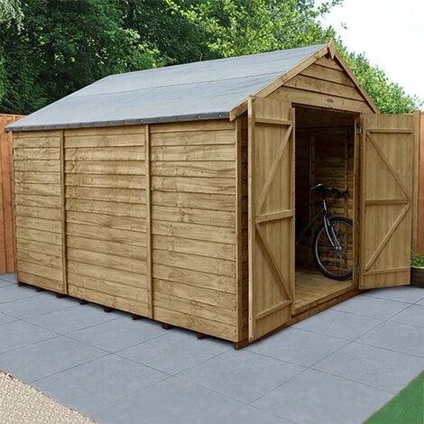 10' x 8' Forest Overlap Pressure Treated Windowless Double Door Apex Wooden Shed