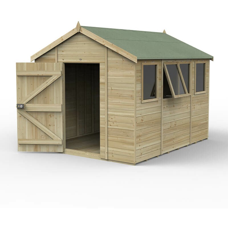 10' x 8' Forest Timberdale 25yr Guarantee Tongue & Groove Pressure Treated Apex Shed – 4 Windows (3.06m x 2.52m)