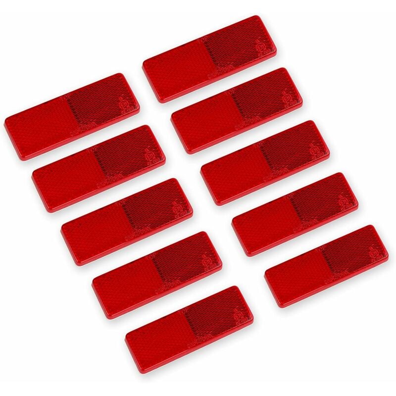 10 x Anhänger-Rückstrahler – Roter, rechteckiger Rückstrahler, selbstklebender Seitenrückstrahler mit E-Prüfzeichen, zugelassen für | 06220058152696