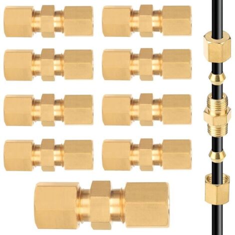 10 x Connecteur de Ligne de Frein, Connecteur de Conduite de Frein 4,75mm, Connecteurs de Câbles de Frein 3/16", Cuivre Nickelé