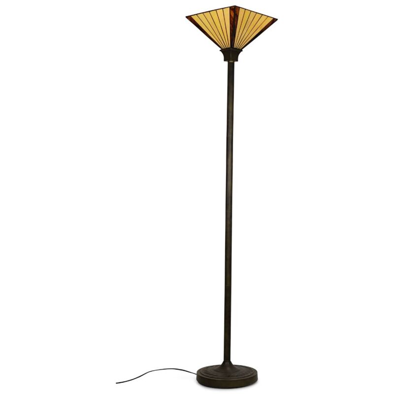 Traditional Tiffany Floor Lamp Light Tinted Glass Uplighter Shade + led 6W Bulb