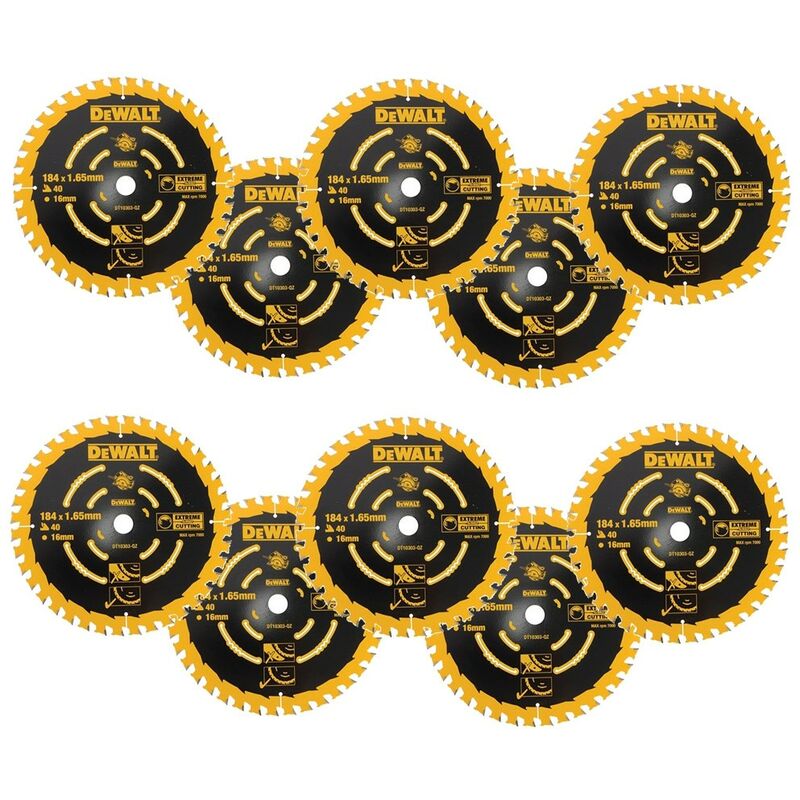 Dewalt - 10 x DT10303 Circular Saw Blades 184 x 16 x 40T Extreme Framing DWE560