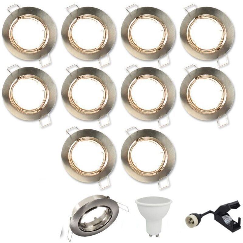

Eclairage Design - 10 x foco empotrable ajustable Acero cepillado completo LED 5W eq 40W | Temperatura de color: 4000K blanco neutro