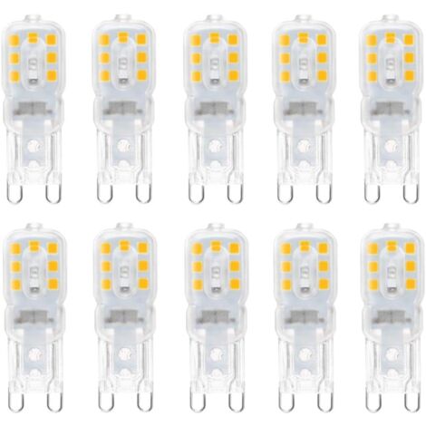 10 x G9 3 W LED-Lampen, entspricht 33 W Halogenlampen, 6000 K weißes Licht, nicht dimmbar, 360° Abstrahlwinkel