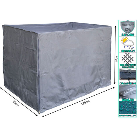 10 x Gitterbox Abdeckung 125x85x87cm Grau Schutzhülle Abdeckplane Polyester
