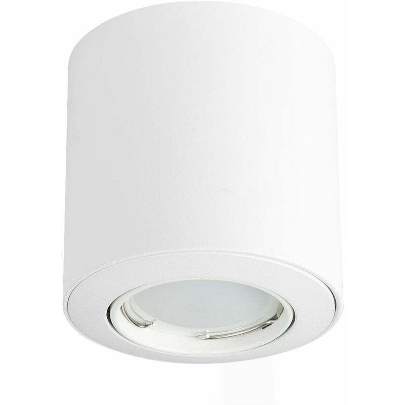 10 x GU10 Tiltable Surface Mounted Ceiling Downlight Spotlights + 5W GU10 Cool White LED Bulbs - Gloss White