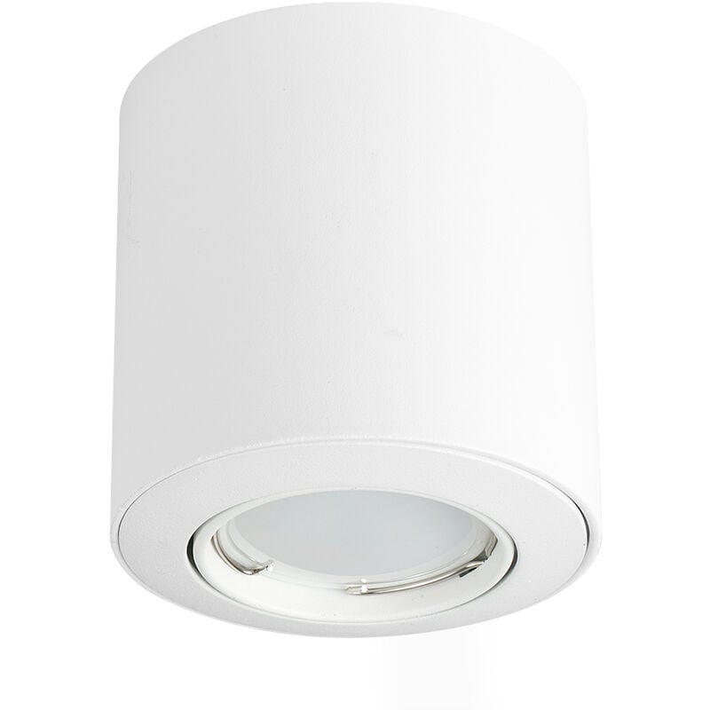 10 x GU10 Tiltable Surface Mounted Ceiling Downlight Spotlights + 5W GU10 Warm White LED Bulbs - Gloss White