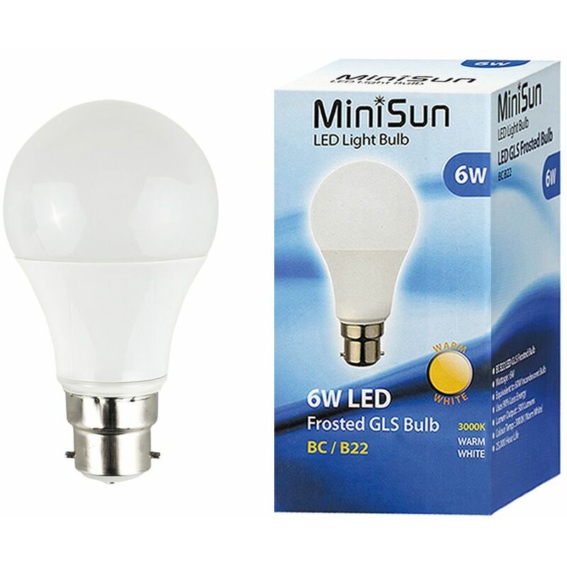 6W BC B22 LED GLS Light Bulbs in Warm White - Pack of 2