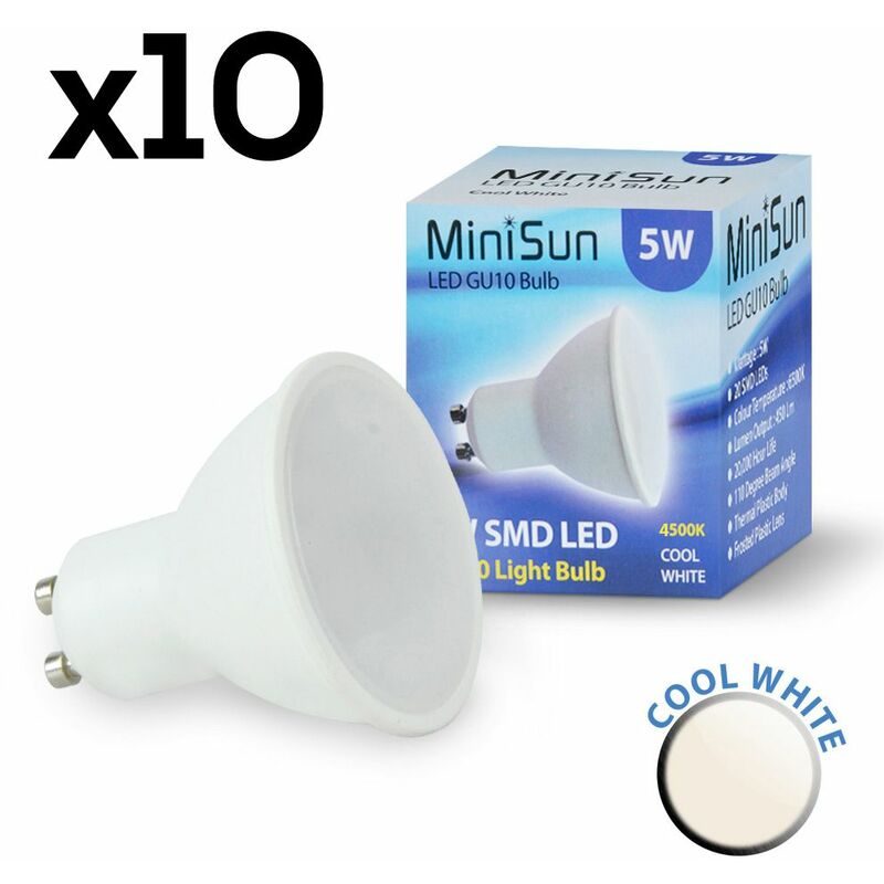 LED GU10 Frosted Lens Bulbs Cool White - Pack of 10