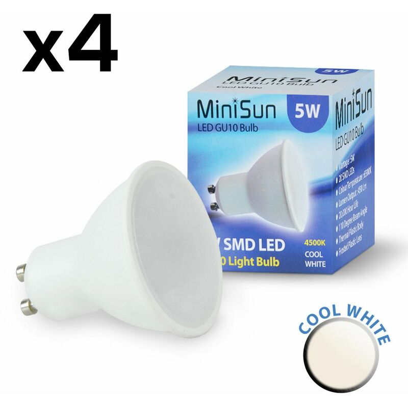 LED GU10 Frosted Lens Bulbs Cool White - Pack of 4