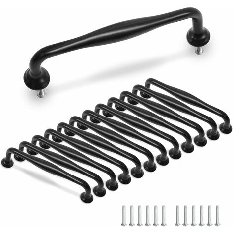10 x Küchengriffe Türgriffe Aluminiumlegierung Schrank Schublade Schlafzimmer Möbel mit Schrauben 96 mm Schwarze