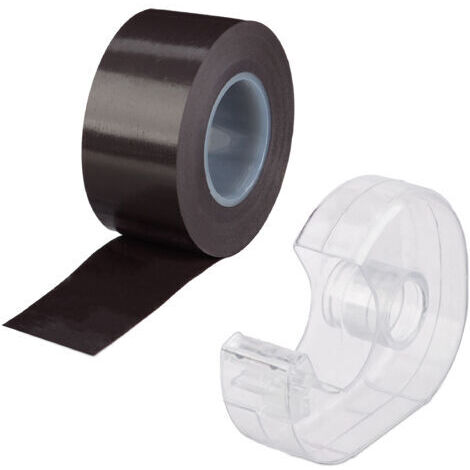 10 x Magnetband 5m, mit Abroller, selbstklebendes Klebeband, Magnetstreifen, für Whiteboard & Kühlschrank, schwarz