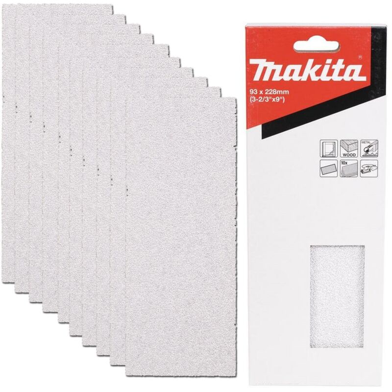 10 X Makita 120 Grit Medium 93 x 230mm 1/3 Sheet Sander Sanding Sheet Metal Wood
