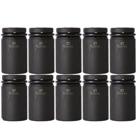 10 x Makita 134833-2 1/2"" 21mm Scaffolders Impact Socket 52mm Long Retaining Pin