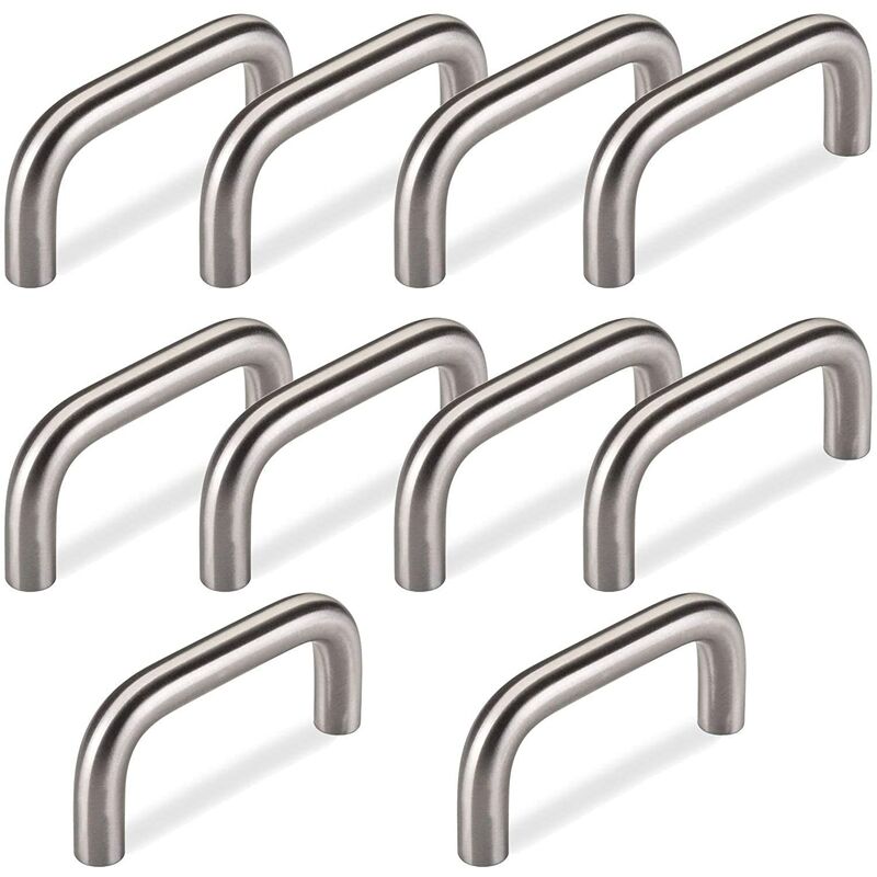 

10 x Mango de arco BG03e ¿ACERO INOXIDABLE SÓLIDO REAL 10 mm / Distancia al centro 64 mm / Tirador de puerta Tirador de arco