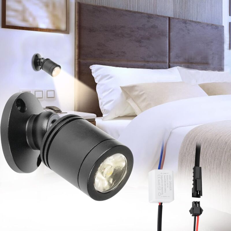 10 x mini projecteurs encastrés à led, mini projecteur 1WLED, avec pilote, 85-265v [classe énergétique a+] (noir, lumière froide)