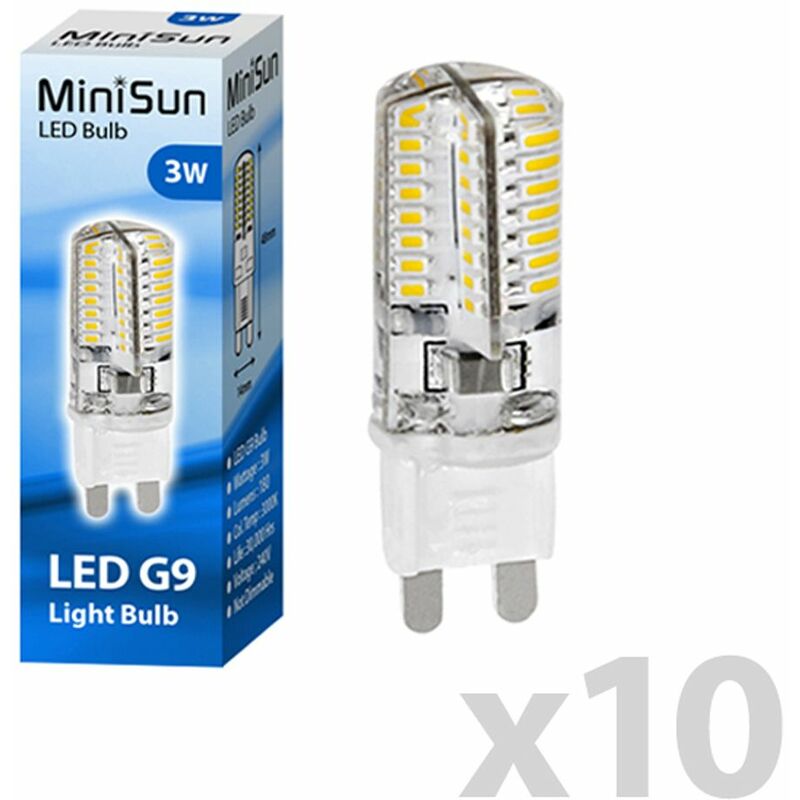 3W Dimmable 3000K LED G9 Bulb 180 Lumens - Pack of 10