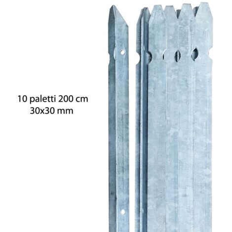 10 x PALETTO ZINCATO CM. 200 T30X3,0 KG.2,50