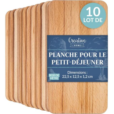 10 x Planches à Découper Bois Petit Déjeuner 22,5 x 12,5 cm