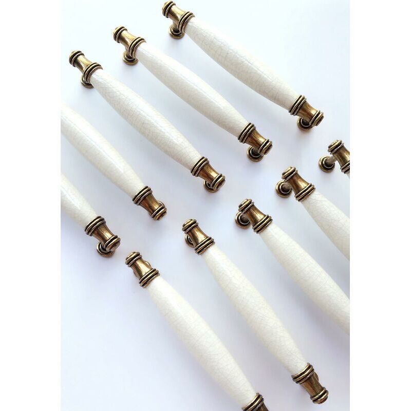 Choyclit - 10 x poignées de meubles en céramique poignées de tube avec distance de trou de vis 128MM
