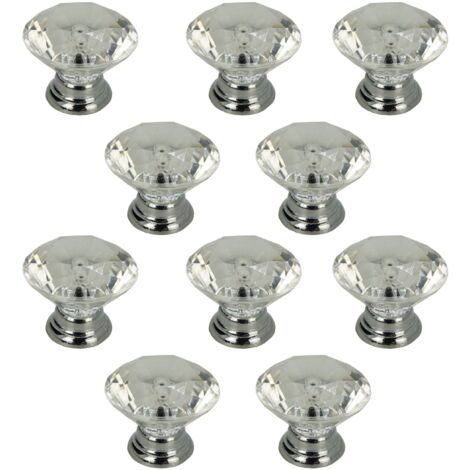 10 x runder Möbelknopf in Diamant-Silber