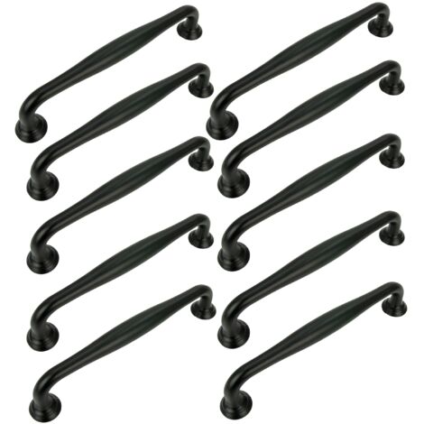 10 x Schwarzer Möbelgriff 128 mm