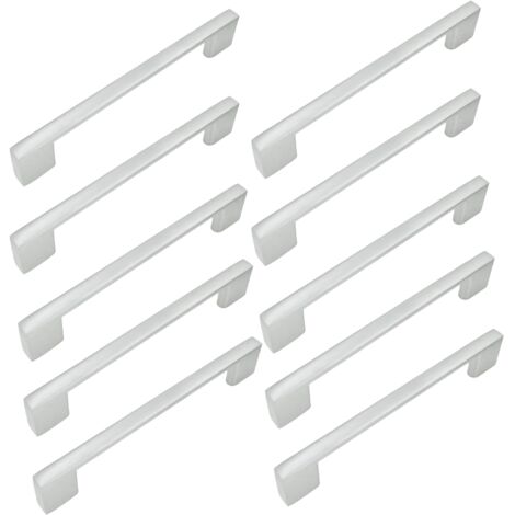 10 x Silberner Möbelgriff 128 mm Metall