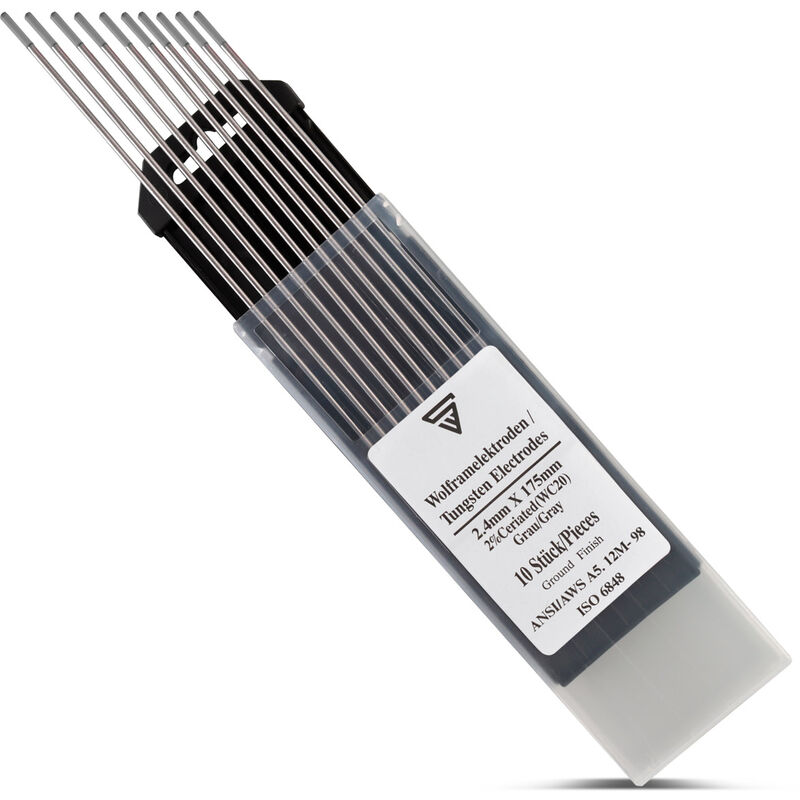 

10 x STAHLWERK TIG electrodos de soldadura de tungsteno 2,4mm x 175 mm WC20 Sin torio - para acero, acero inoxidable, aluminio, cobre, gris, 10