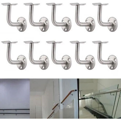 10 x Support Mural pour Rampe Escalier acier inoxydable Soutien Main Courante