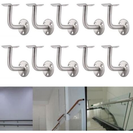 10 x Support Mural pour Rampe Escalier acier inoxydable Soutien Main Courante