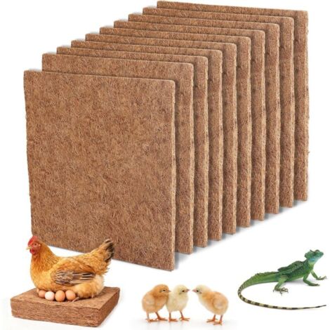 10 x Tapis de Nidification pour Poules 25 cm x 25 cm en Fibre de Coco Naturelle, Réutilisables pour la Ponte ou Le Maintien de la Chaleur