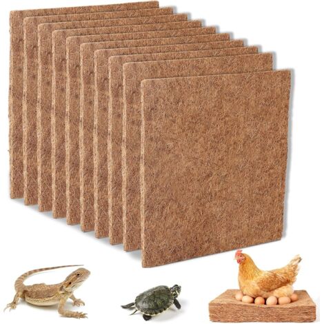 10 x Tapis de Nidification pour Poules 30 cm x 30 cm en Fibre de Coco Naturelle, Réutilisables pour la Ponte ou Le Maintien de la Chaleur