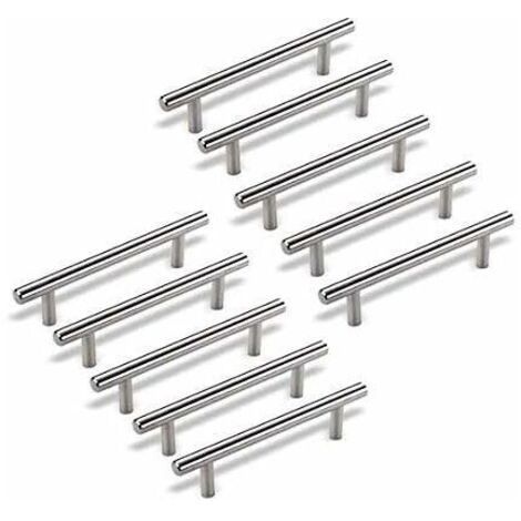 10 x Tiradores de arco para pomos de puertas, tiradores de cajones y pomos de acero inoxidable para muebles de Ø 12 mm (distancia de perforación: 160 mm)
