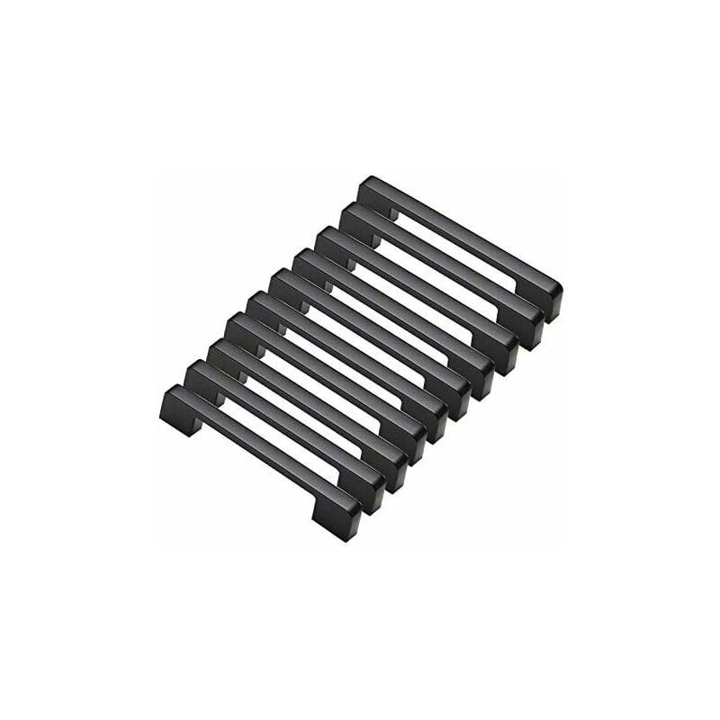 10 x Türgriffe aus schwarzer Aluminiumlegierung, T-Stab-Griffe, Küchenschrank, Lochmittenabstand 160 mm | 06931925418714