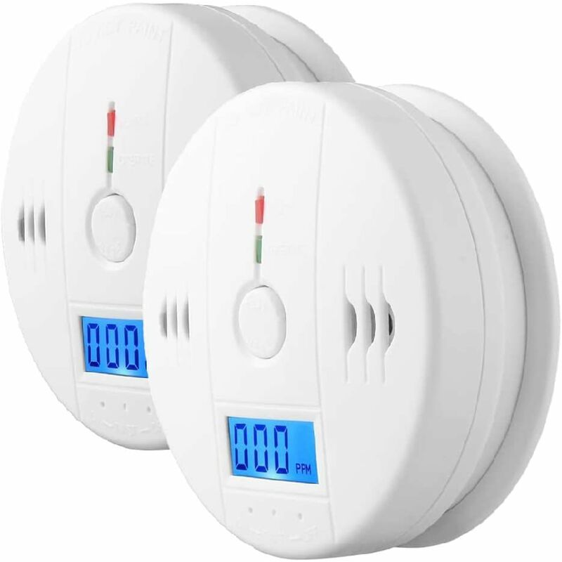 10 Year Life Carbon Monoxide Alarm,Digital Display co Detector,Battery powered(2-pack)