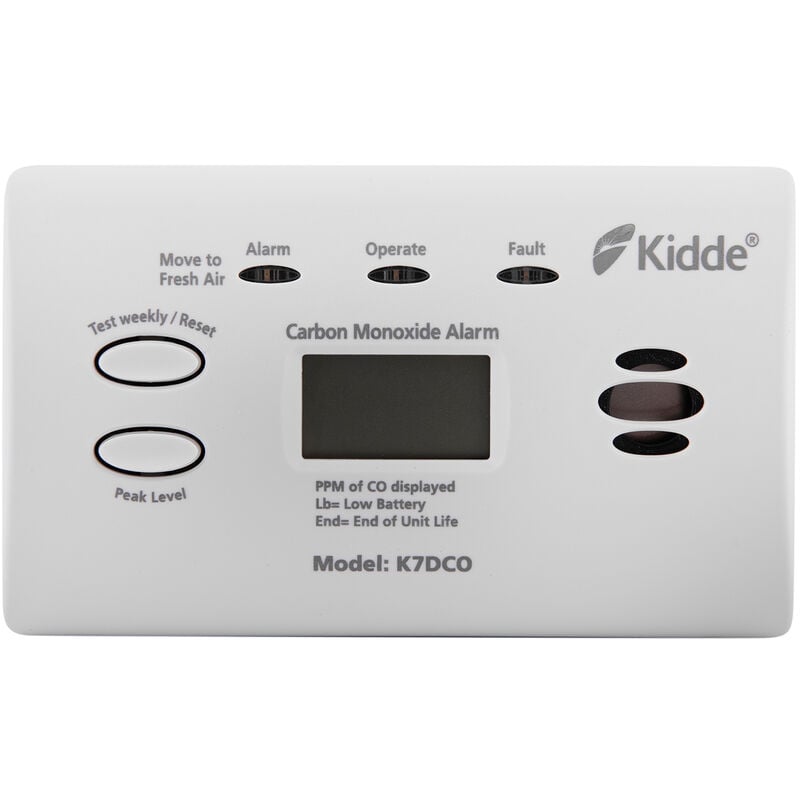 K7DCO - Kitemarked Carbon Monoxide Alarm with Digital Display and 10 Year Warranty - Kidde