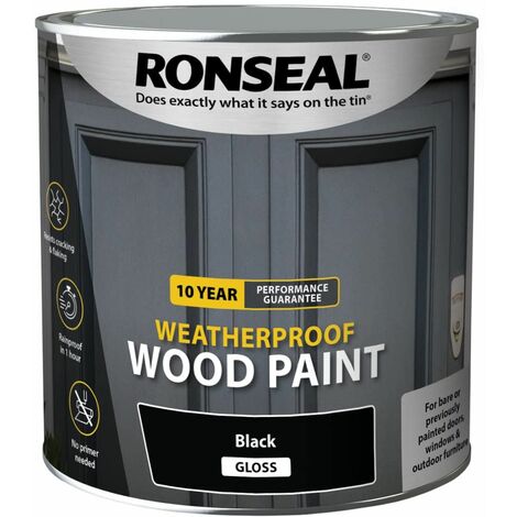 10 Year Weatherproof Wood Paint Black Gloss 2.5 litre RSL38781