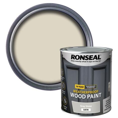 10 Year Weatherproof Wood Paint Grey Stone Satin 750ml