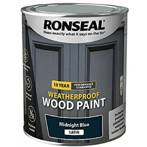 10 Year Weatherproof Wood Paint Midnight Blue Satin 750ml RSL38788
