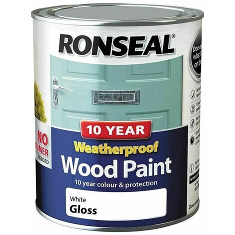 10 Year Weatherproof Wood Paint White Gloss 750ml RSL38773