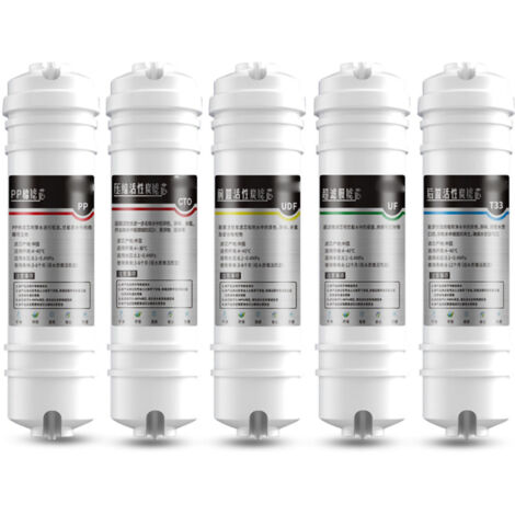 10-Zoll-5-Stufen-Wasserfilter mit Schnellanschluss – 5 PP-Filterkartuschen, Aktivkohle, T33-Ultrafiltrationsmembran für Zuhause und Büro