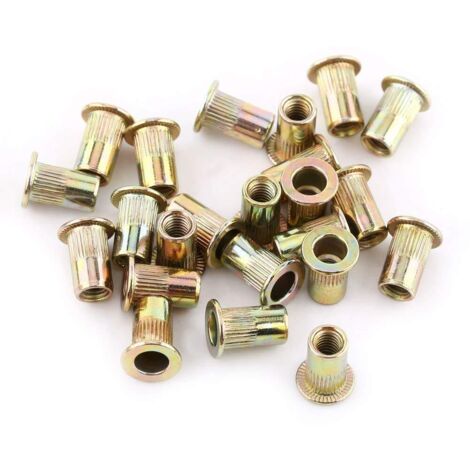 100 / 20Pcs M3-M12 Acier au Carbone Fileté Plat Rivet écrou Bride Rivnut Attache Nutsert(M6/100pcs),A