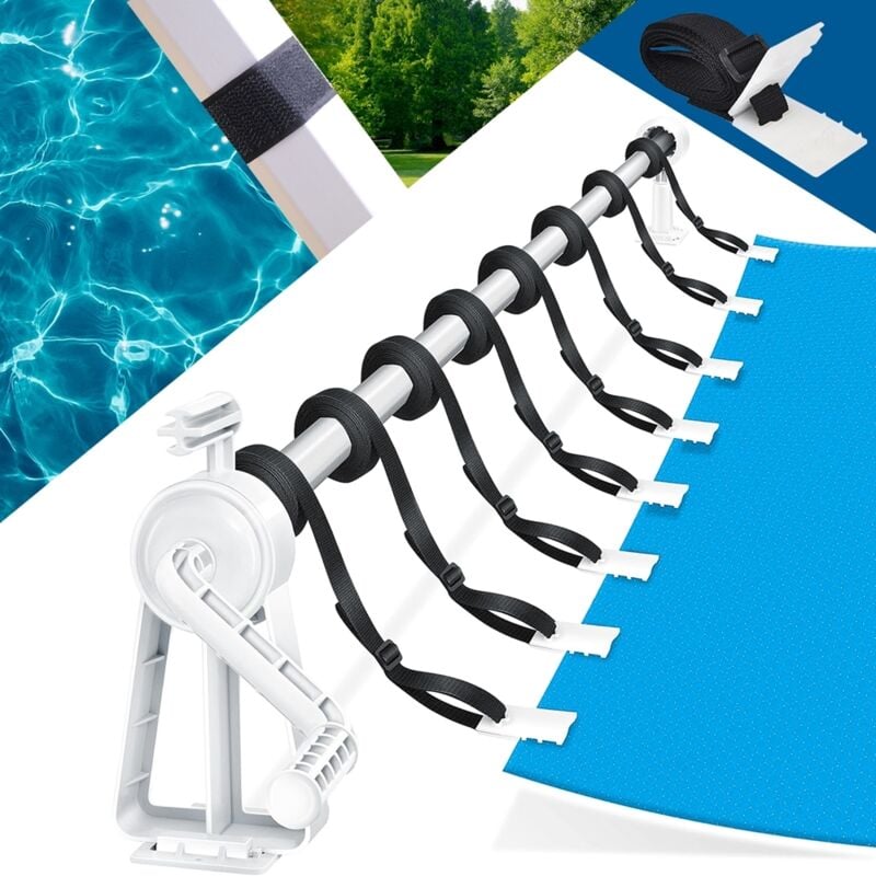 

Enrollacobertor de piscina enrollador de cubierta enrollador telescópico 100-600 cm cubierta para piscinas manta térmica cobertor