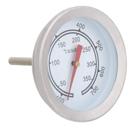 100-700 Edelstahl-Grillthermometer, analoge Temperaturanzeige mit zwei Skalen, Küchenthermometer