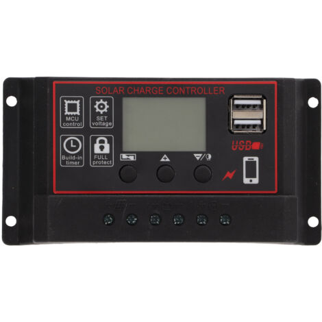 100-A-PWM-Solarladeregler mit LCD-Bildschirm, zwei USB-Anschlüssen und automatischer 12-V-/24-V-Anpassung für Solarmodule und Batterien