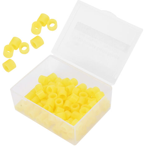 100 anneaux de code couleur dentaire en silicone non toxique, accessoires dentaires (jaune)
